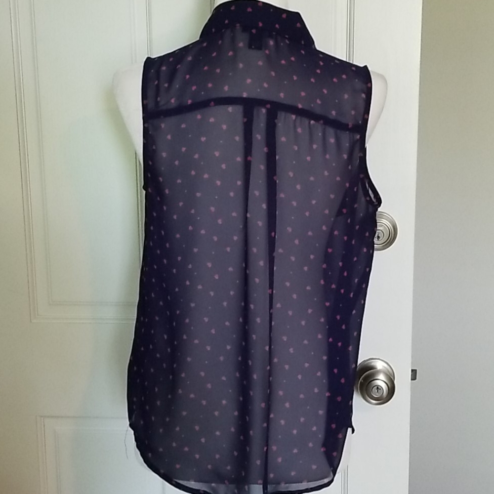 EUC New Directions Sheer Blouse with Hearts Size S - Picture 2 of 6